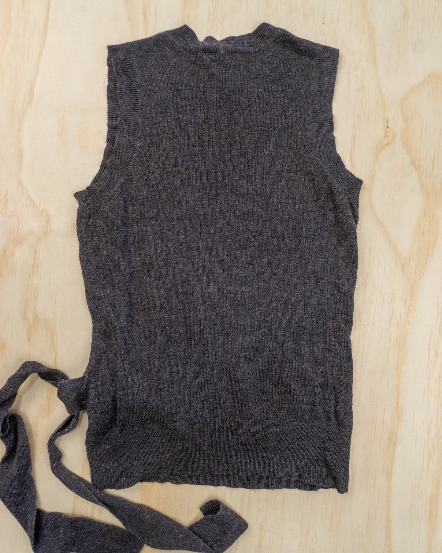 90s Grey Fuzzy Wrap Top - S