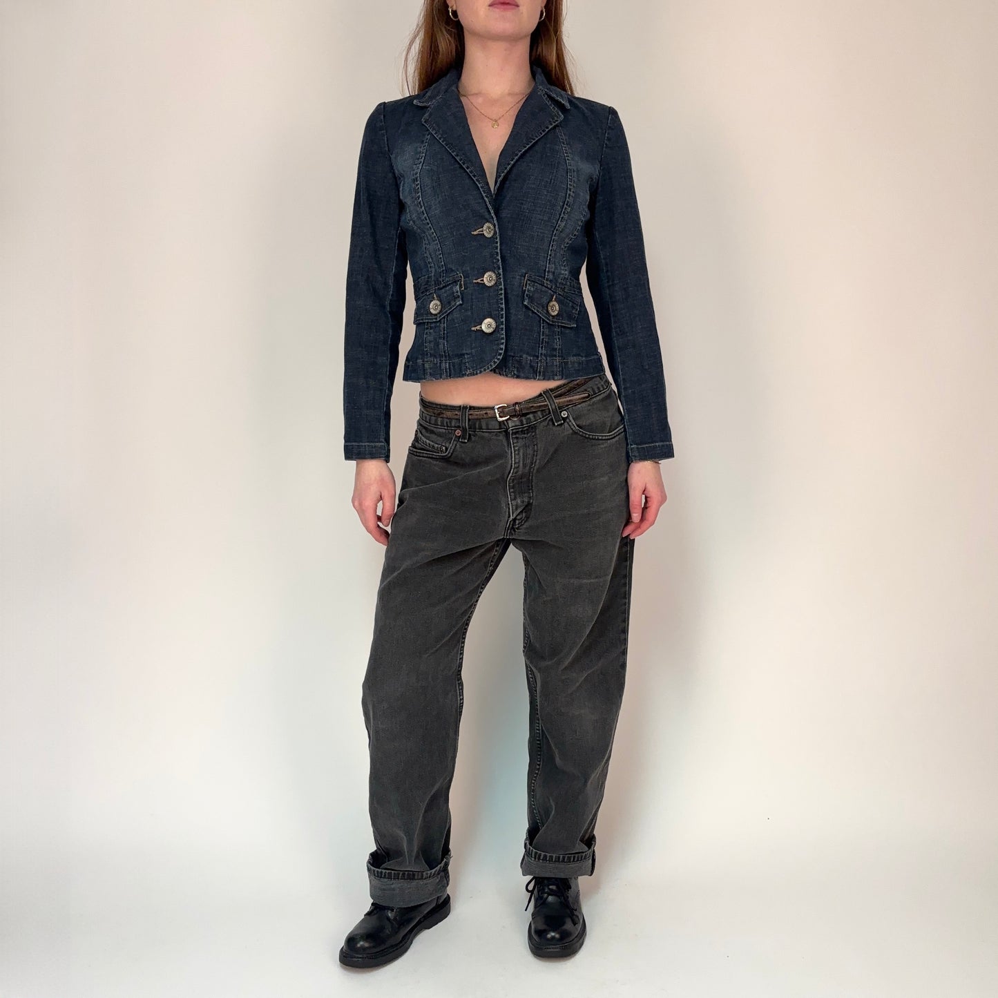 Vintage Denim Blazer Jacket - S