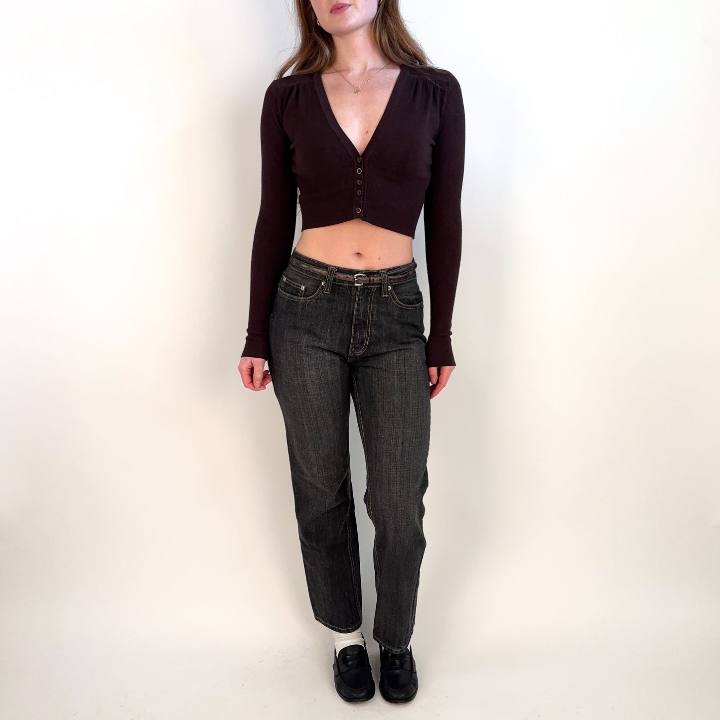 Vintage Chocolate Brown Little Cardigan - S