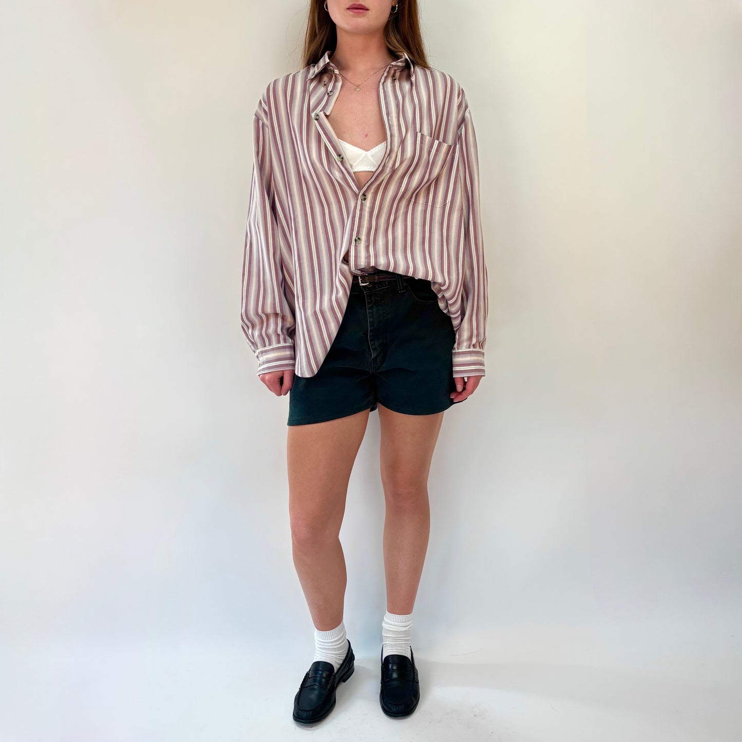 Vintage Stripe Button Up Top - M