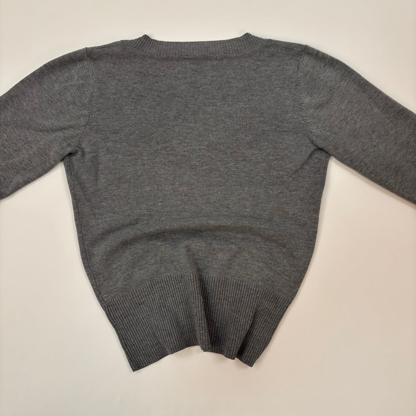 90s Grey V Neck Long Sleeve - S