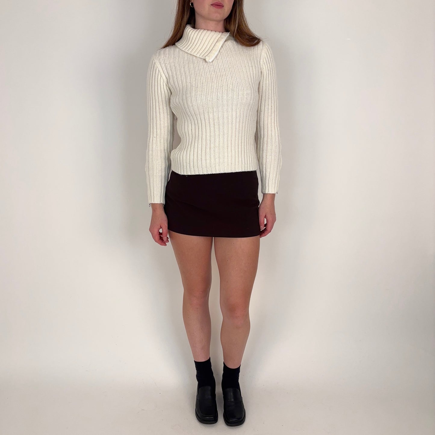 90s Thick Knit Cream Sweater - S