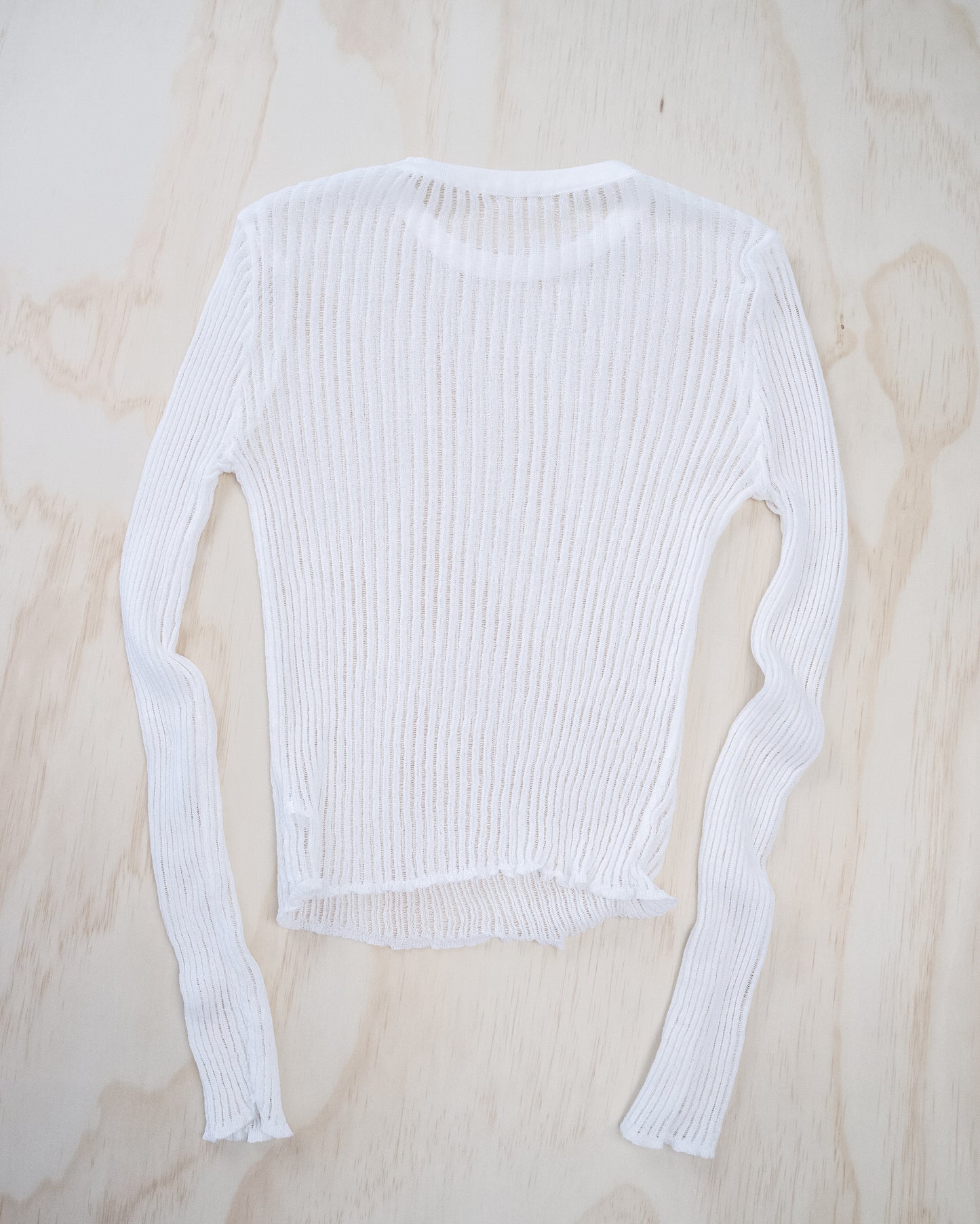 White Sheer Knit Top - S