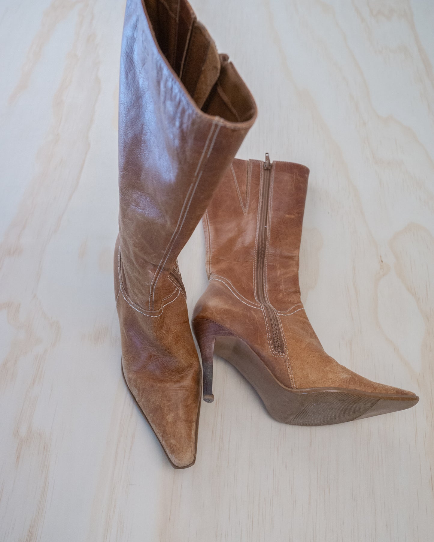 Vintage Brown Leather Boots - 7.5