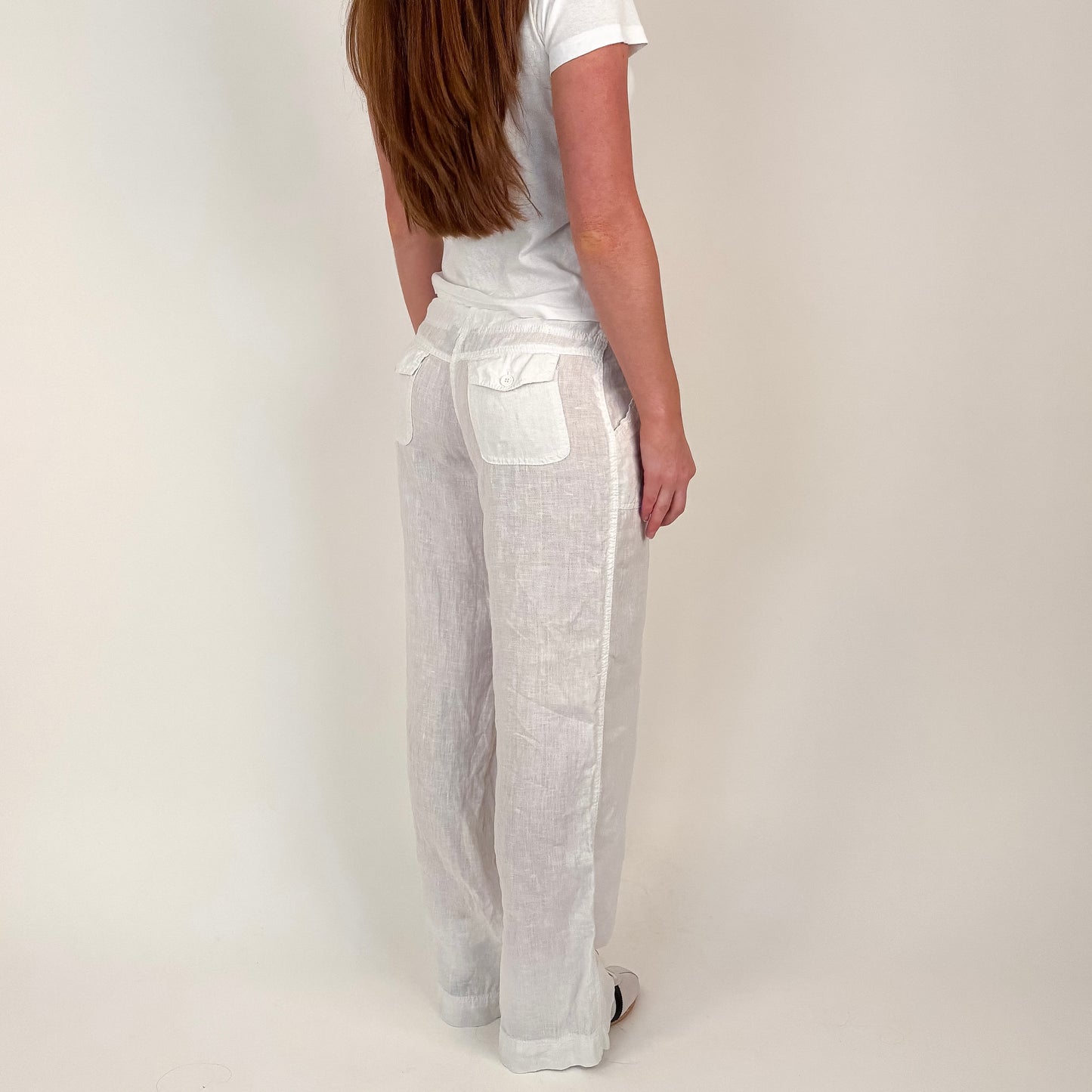 90s White Linen Pants - 28