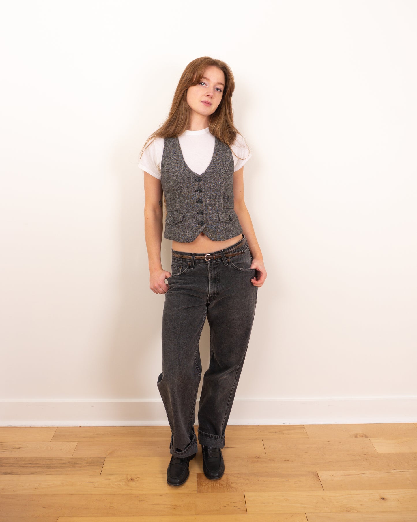 90s Grey Wool Vest - XS