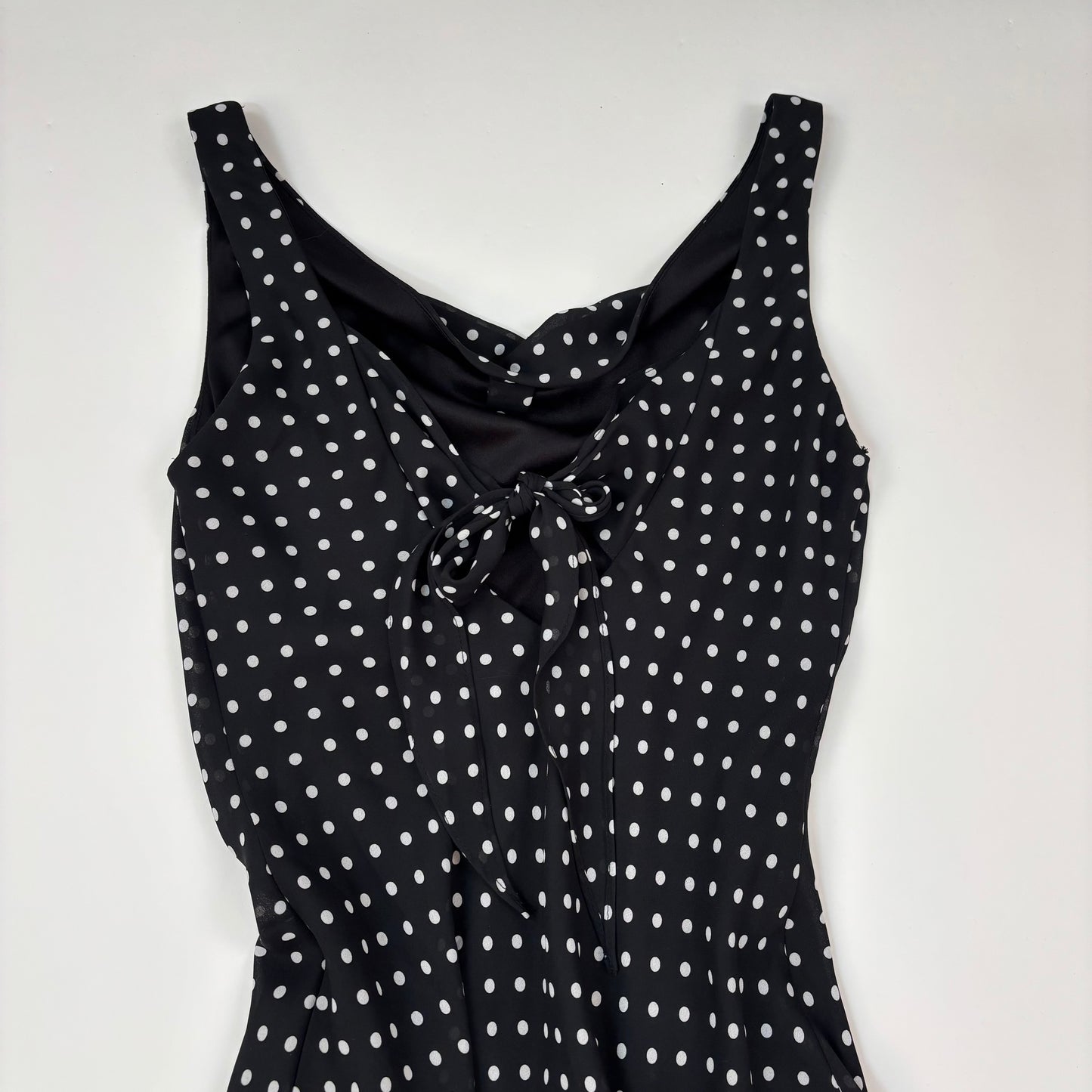 Vintage Polka Dot Cowl Neck Dress - M