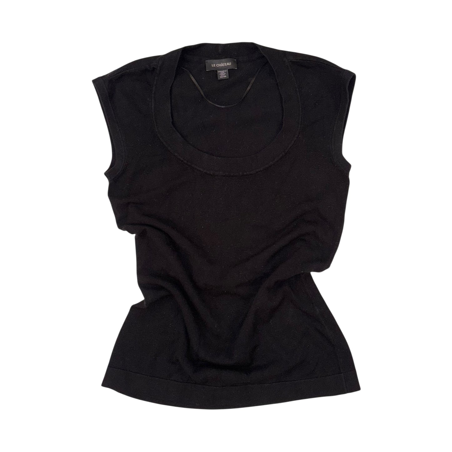 2000s Black Scoop Neck Top - XS