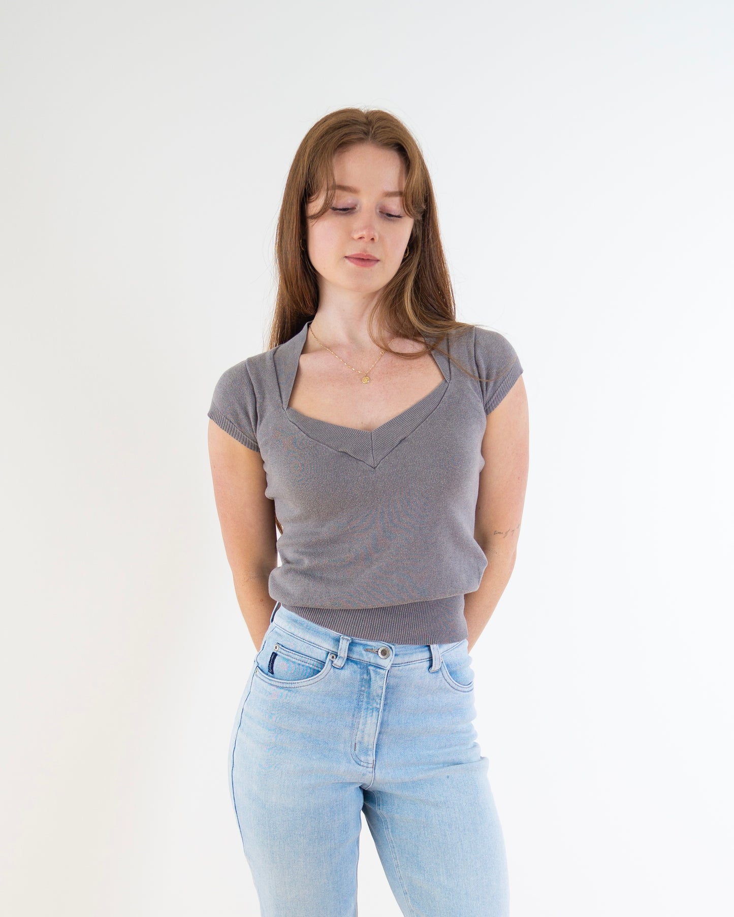 90s Grey V Top - XS