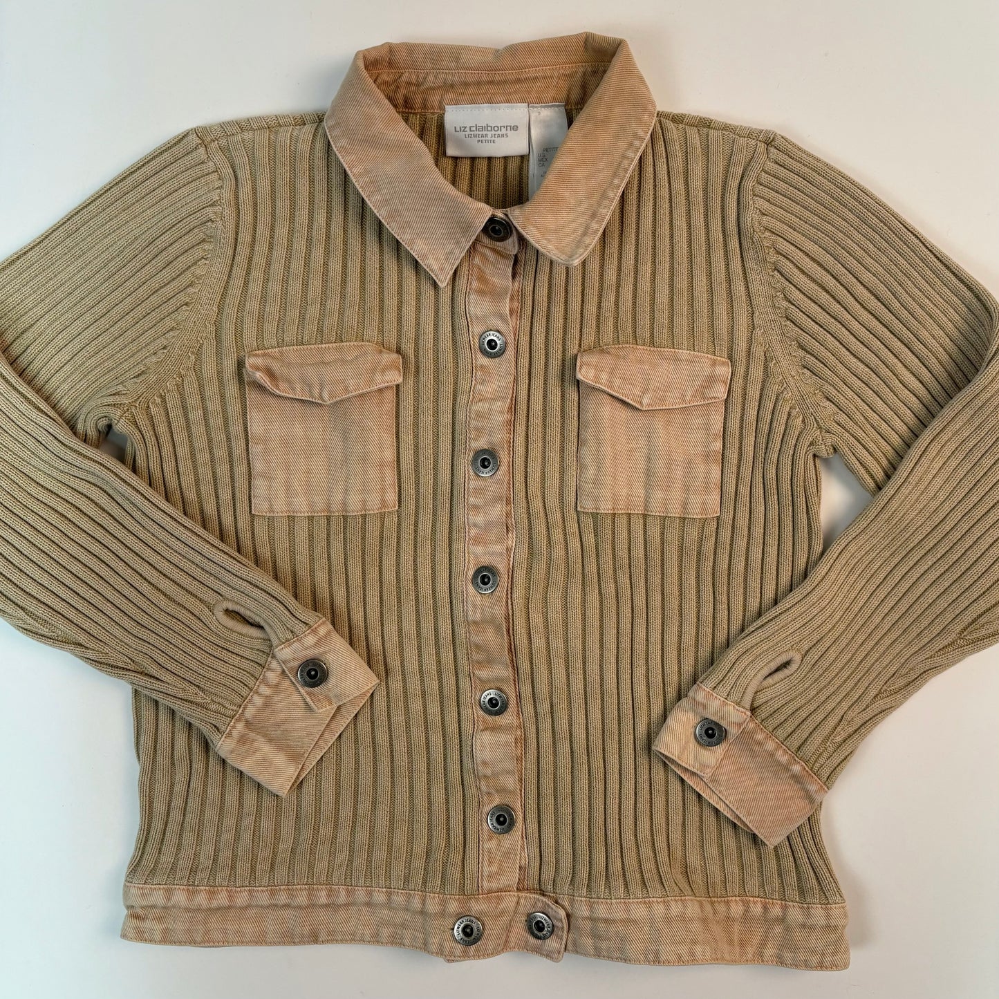 Vintage Knit & Denim Button Up Sweater - S