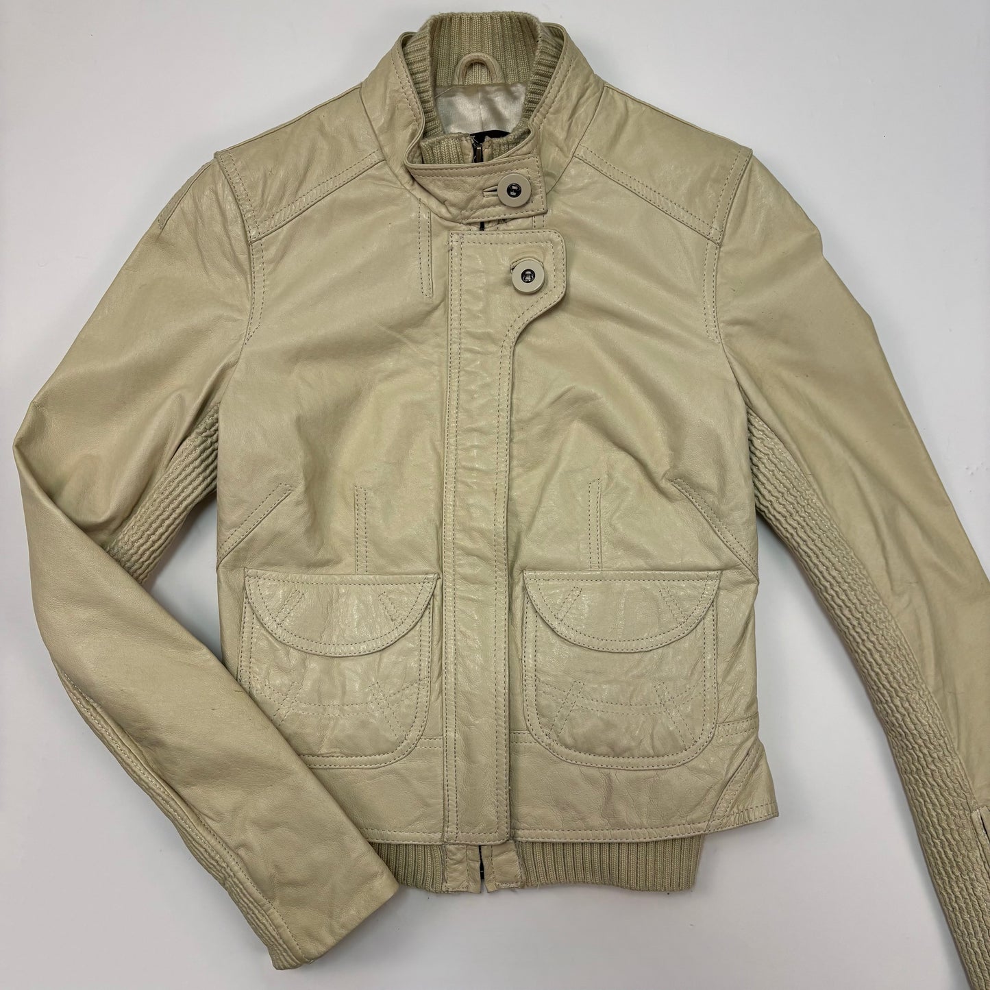 Vintage Danier Cream Leather Jacket -XXS
