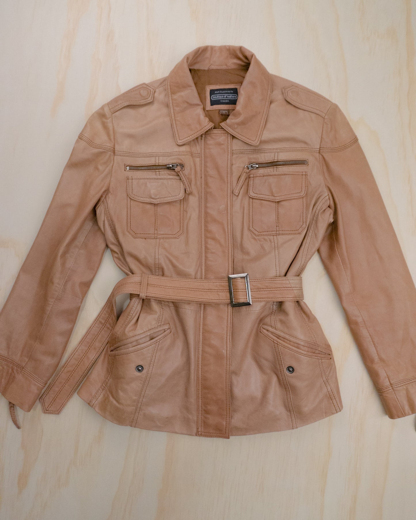 90s Belted Leather Jacket - S/M