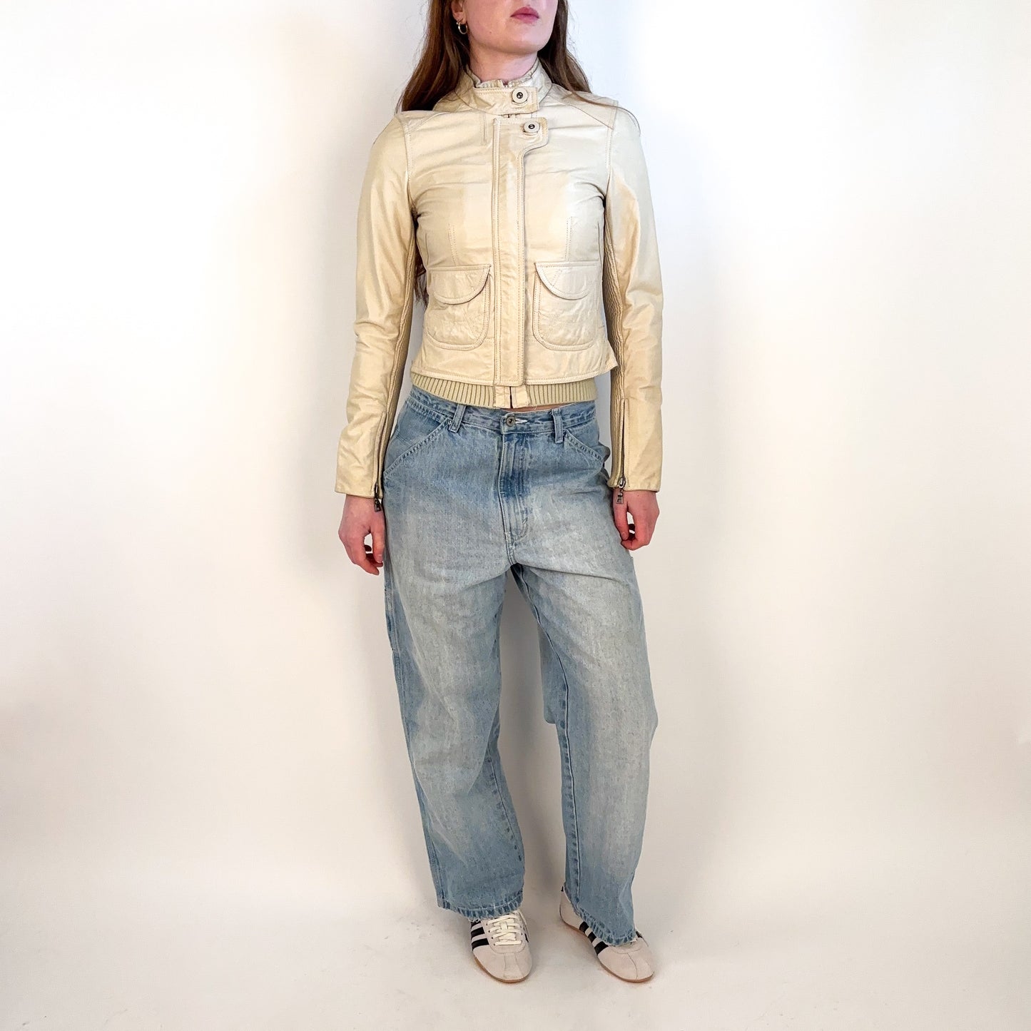 Vintage Danier Cream Leather Jacket -XXS