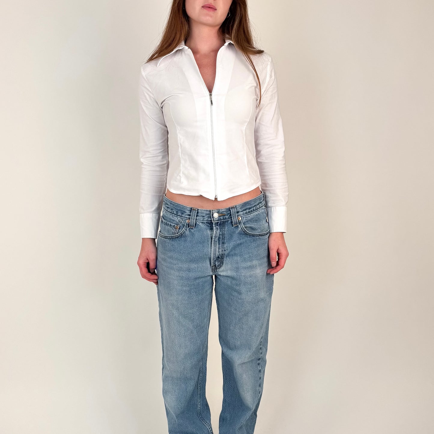 90s Zip Up Blouse - S