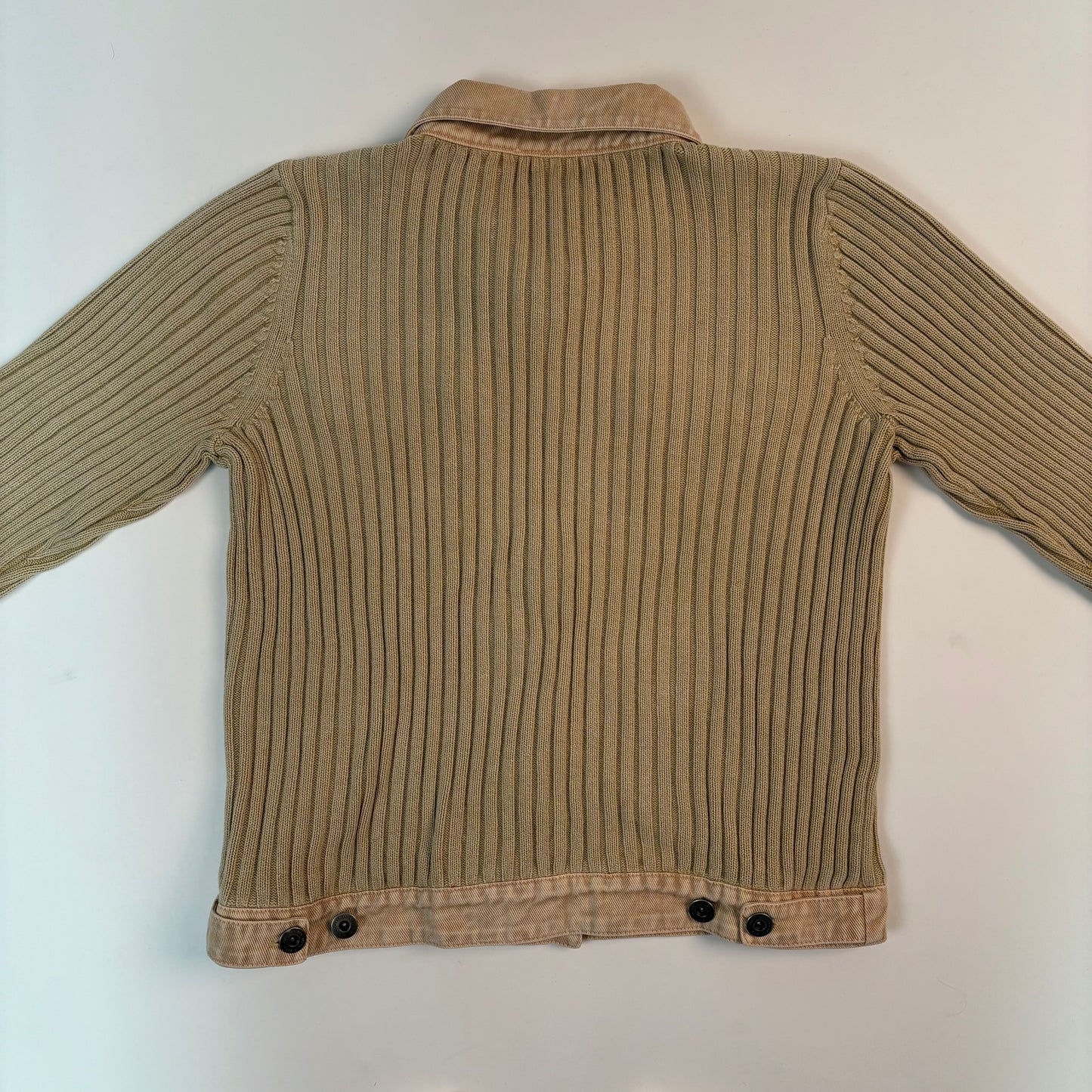 Vintage Knit & Denim Button Up Sweater - S