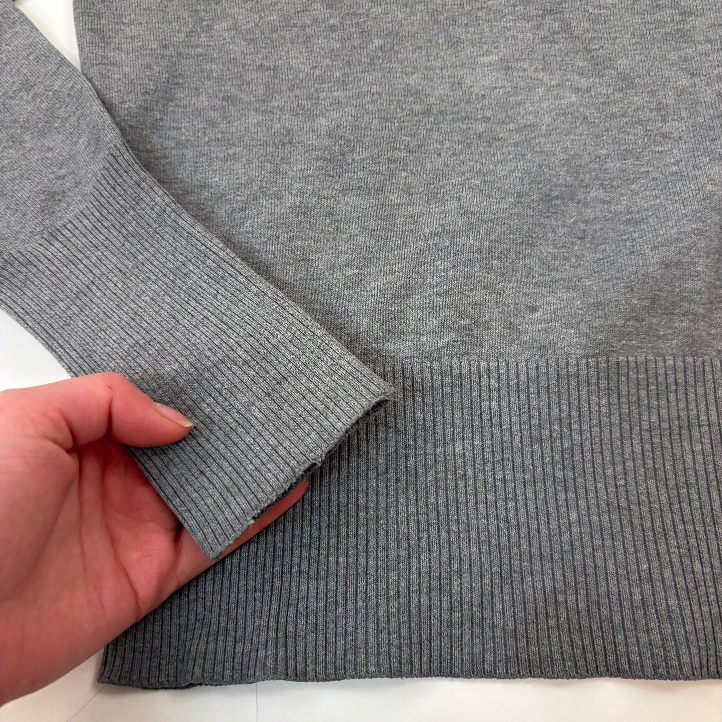 90s Grey V Neck Long Sleeve - S