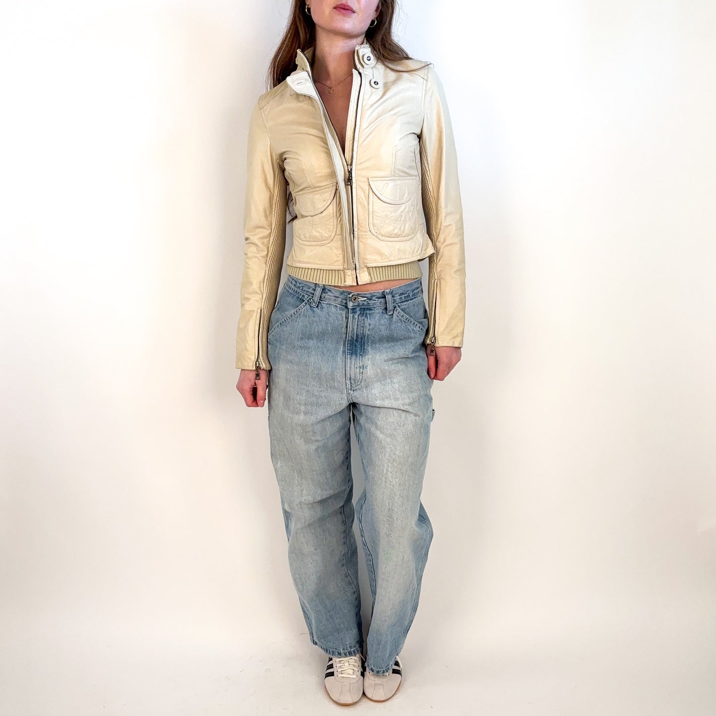 Vintage Danier Cream Leather Jacket -XXS