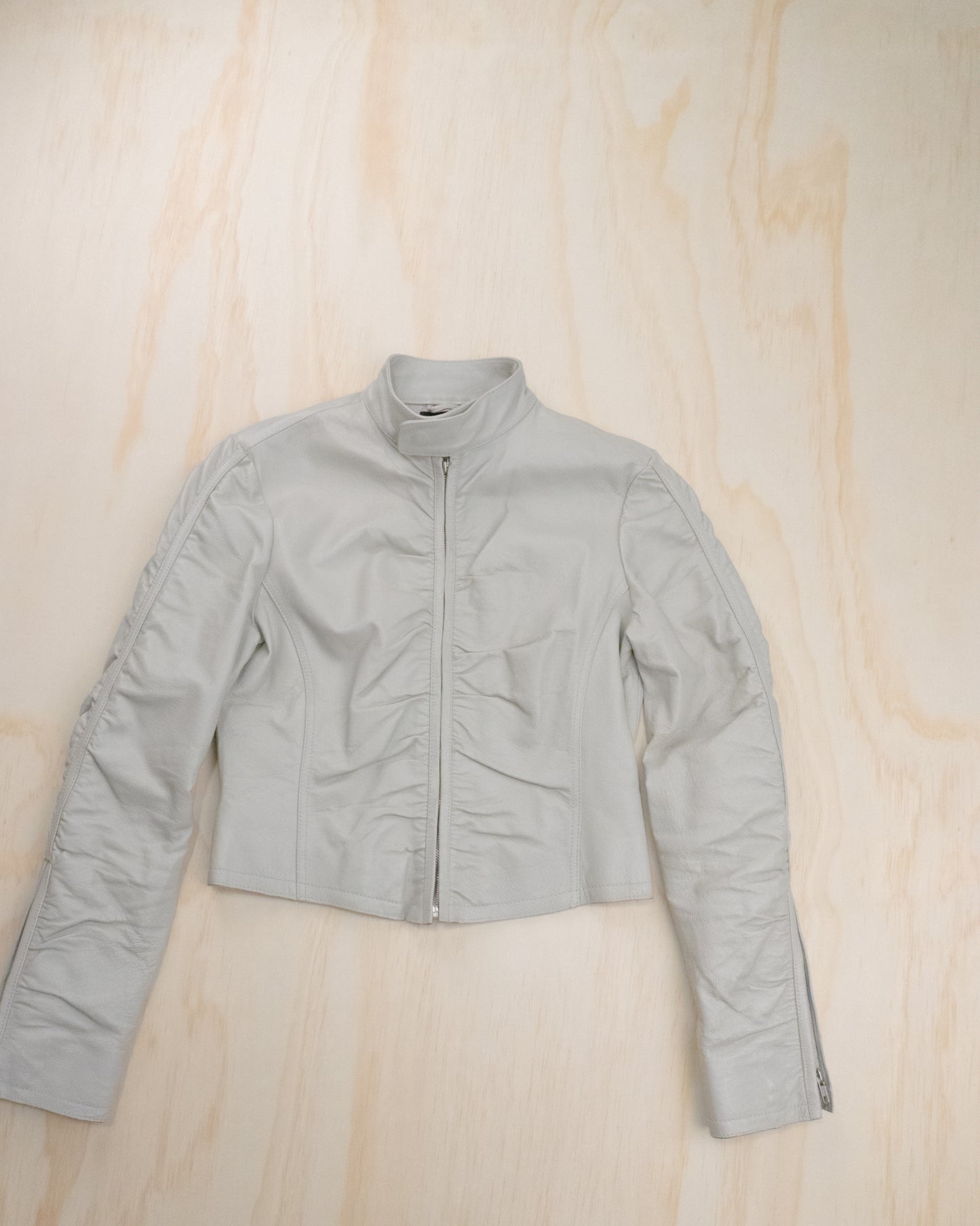 2000s Leather Ruched Jacket - S/M