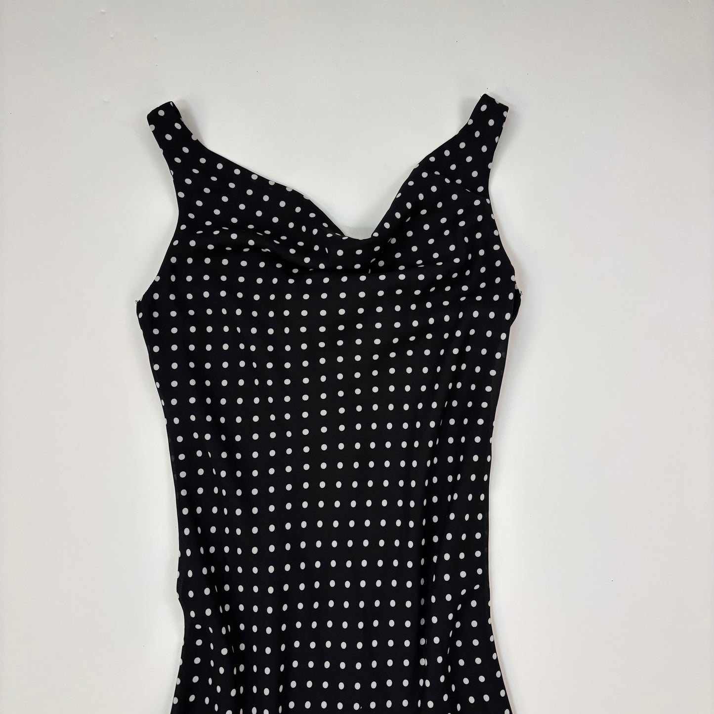 Vintage Polka Dot Cowl Neck Dress - M