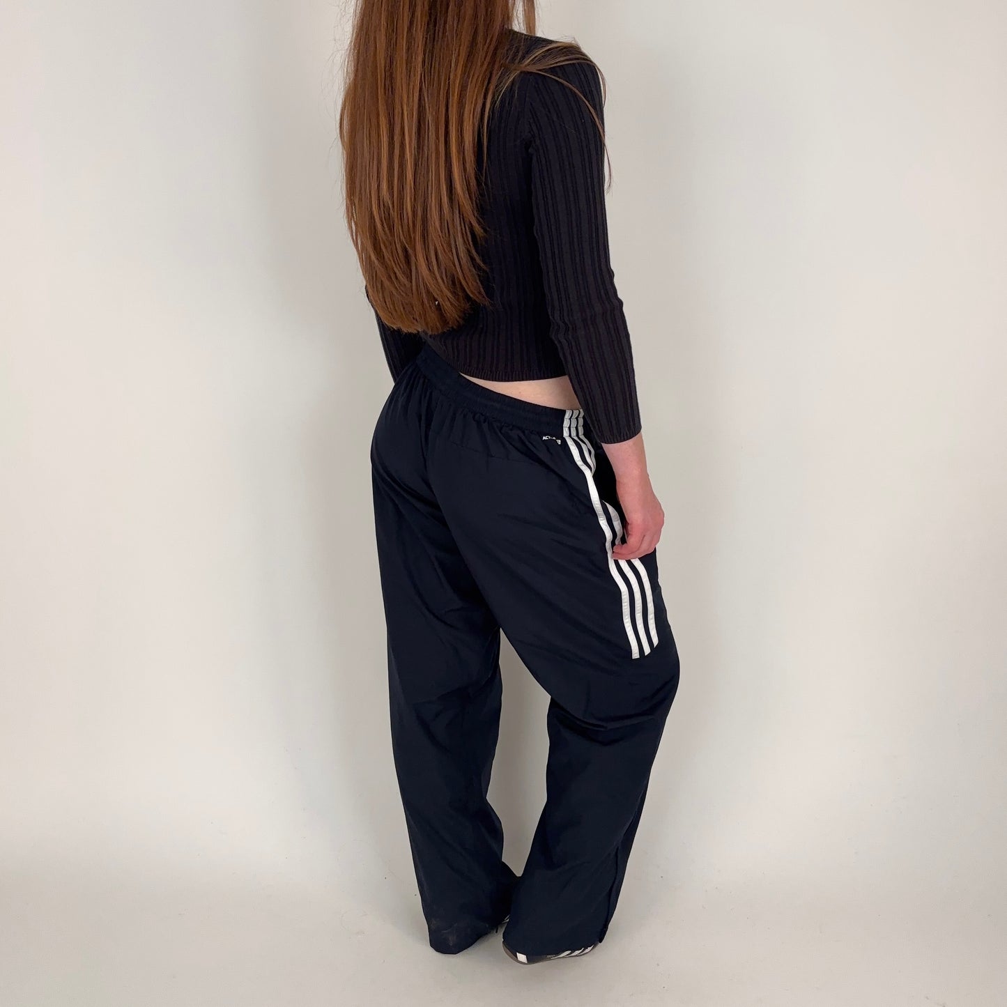 90s Adidas Navy Blue Baggy Track Pants - M