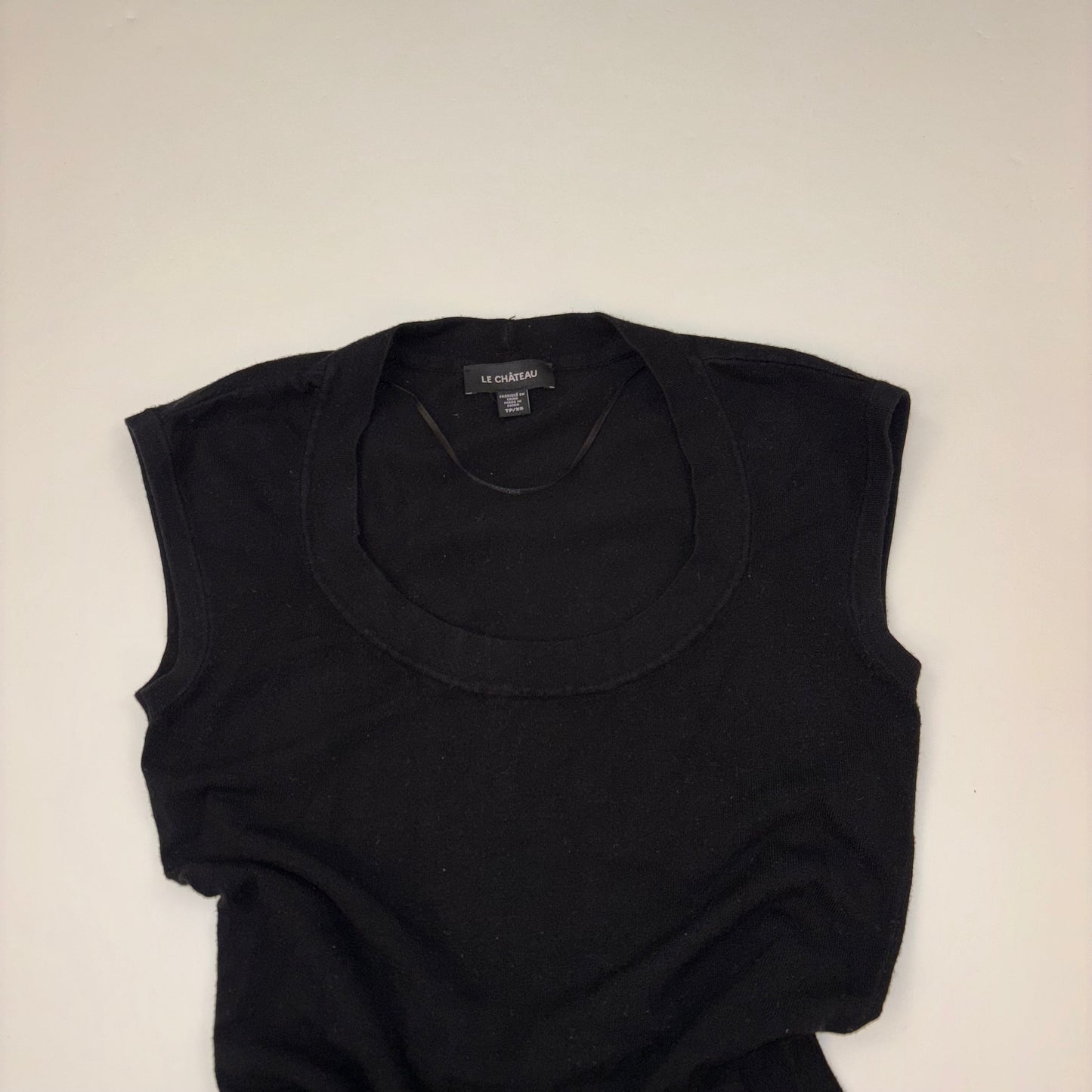 2000s Black Scoop Neck Top - XS
