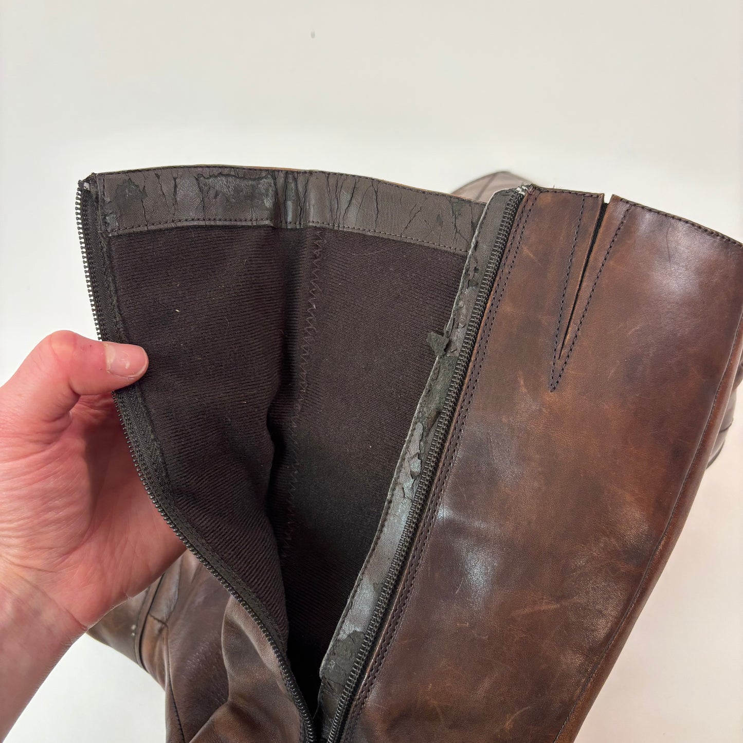 Vintage Washed Brown Leather Boots - 7.5