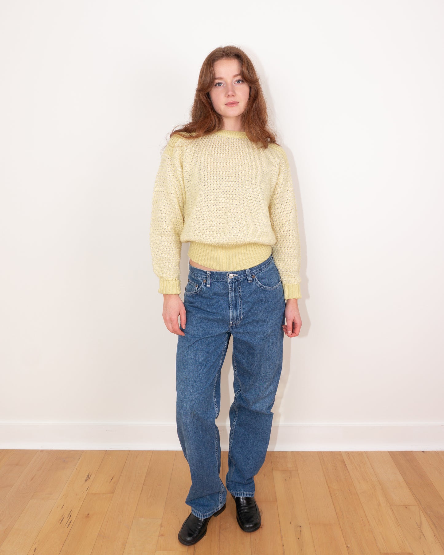 Vintage Yellow Boxy Sweater - S/M