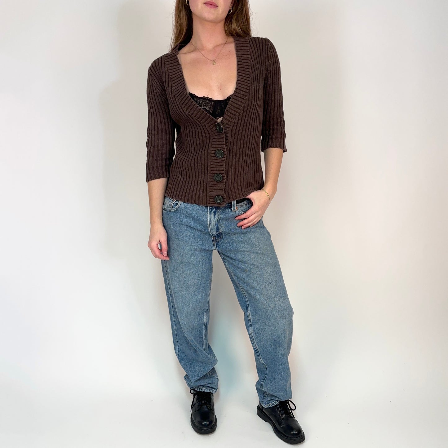 Vintage Brown Knit Cardigan - S