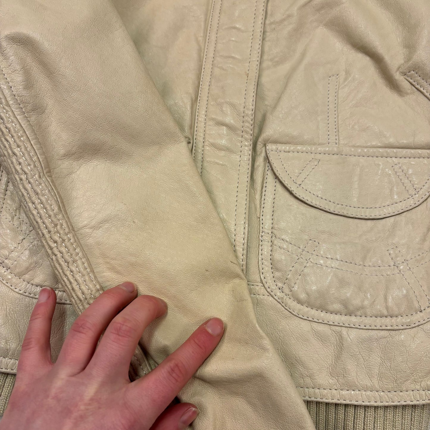 Vintage Danier Cream Leather Jacket -XXS