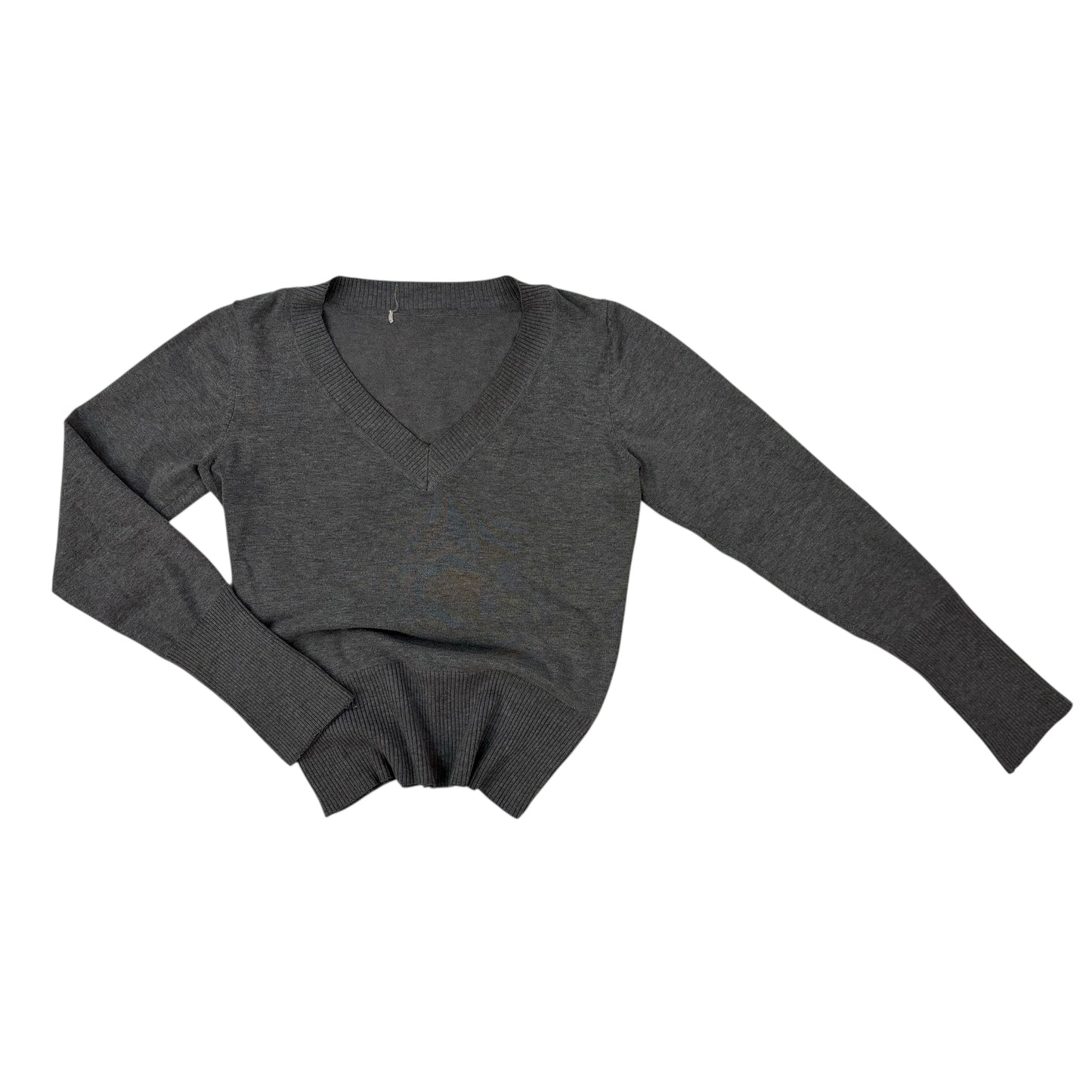 90s Grey V Neck Long Sleeve - S