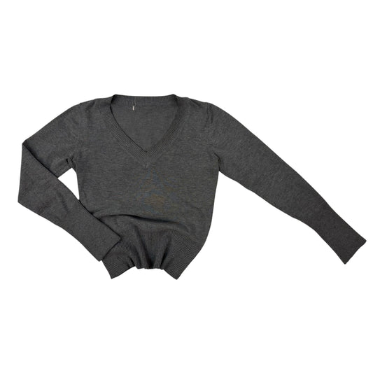 90s Grey V Neck Long Sleeve - S