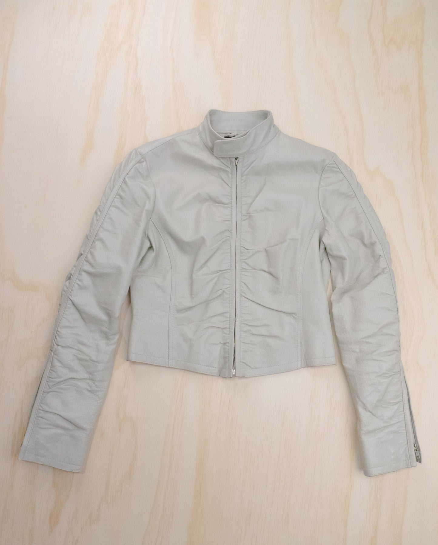 2000s Leather Ruched Jacket - S/M