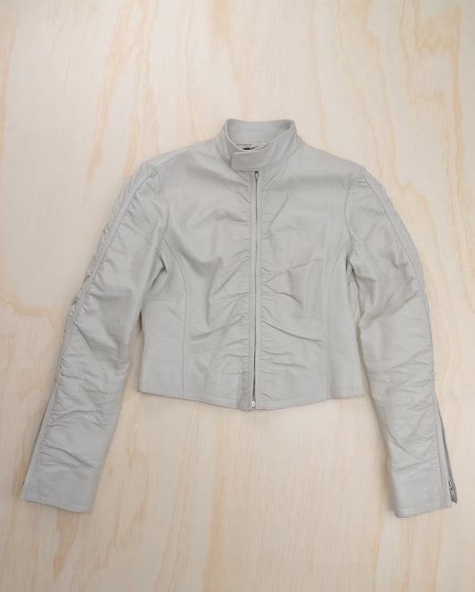 2000s Leather Ruched Jacket - S/M