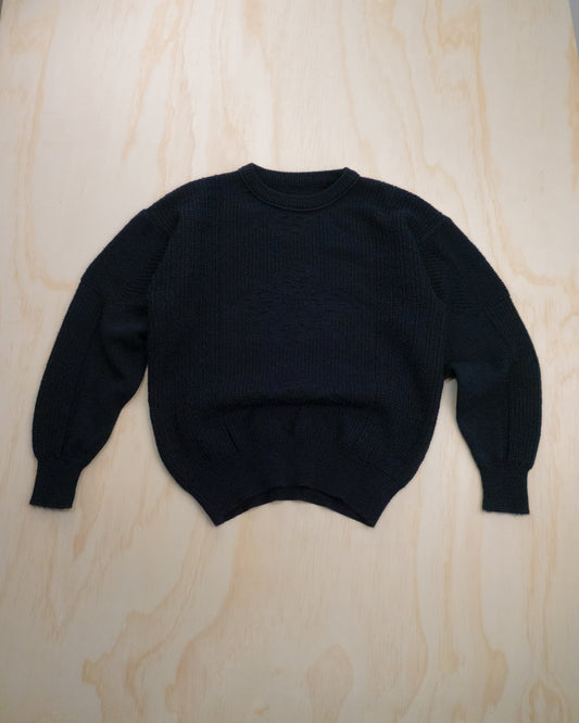 90s Boxy Navy Knit Sweater - M/L