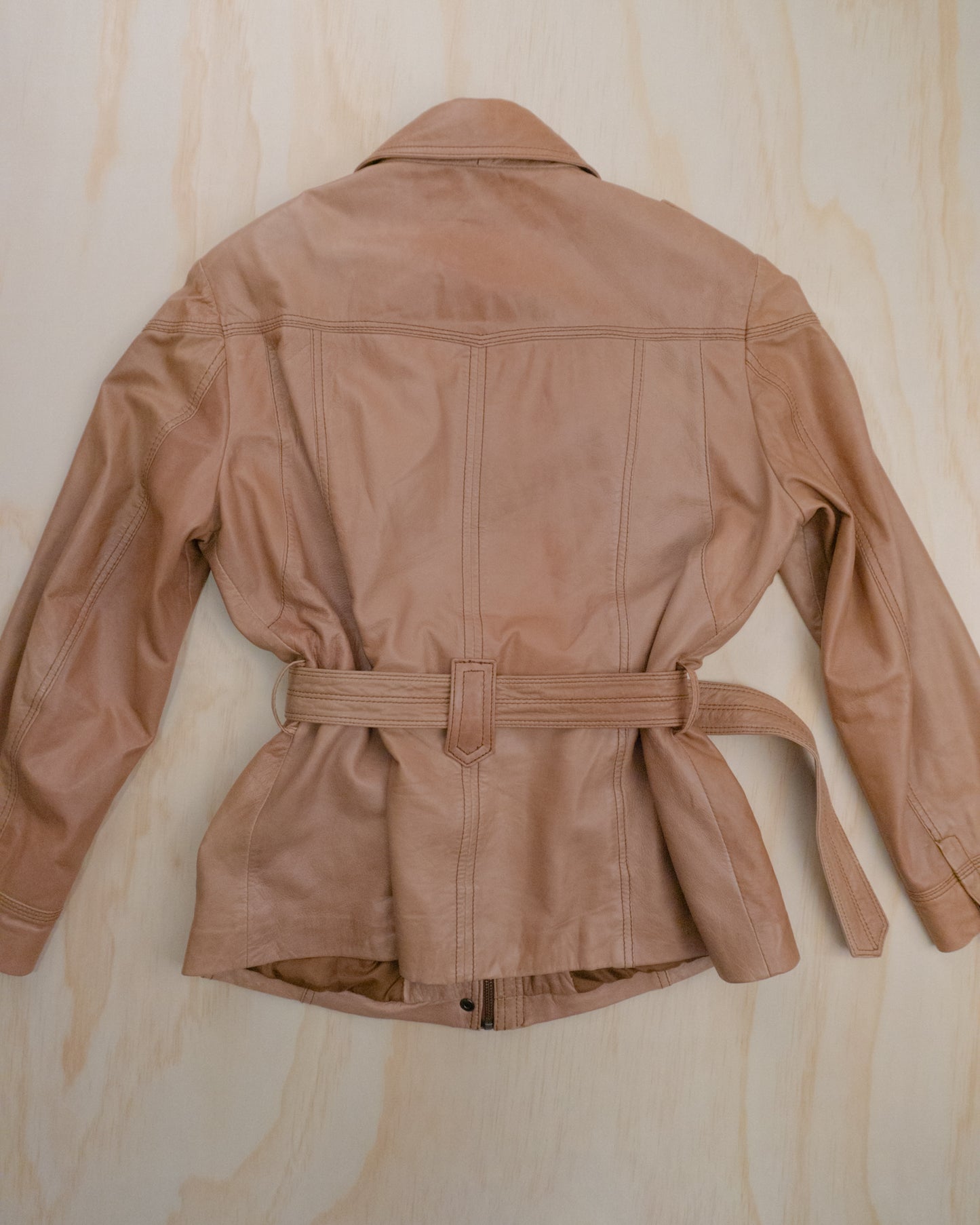 90s Belted Leather Jacket - S/M