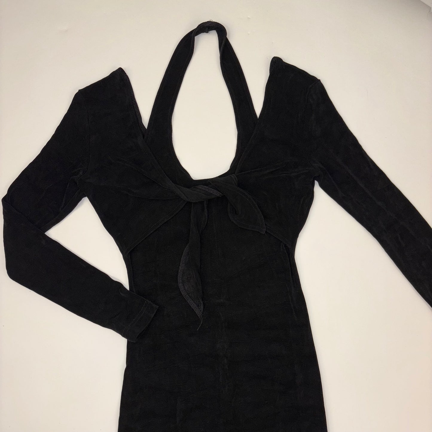 Vintage Maxi Slinky Black Dress - S/M