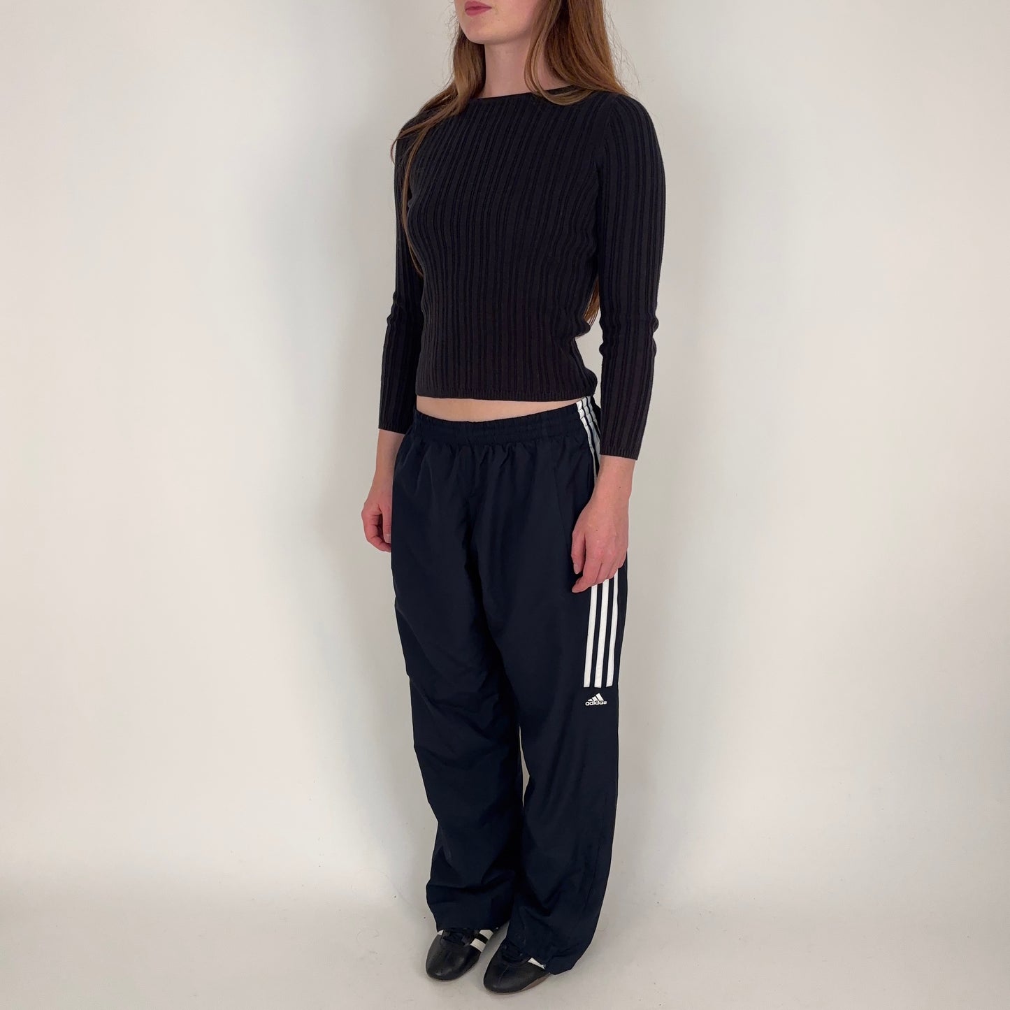 90s Adidas Navy Blue Baggy Track Pants - M