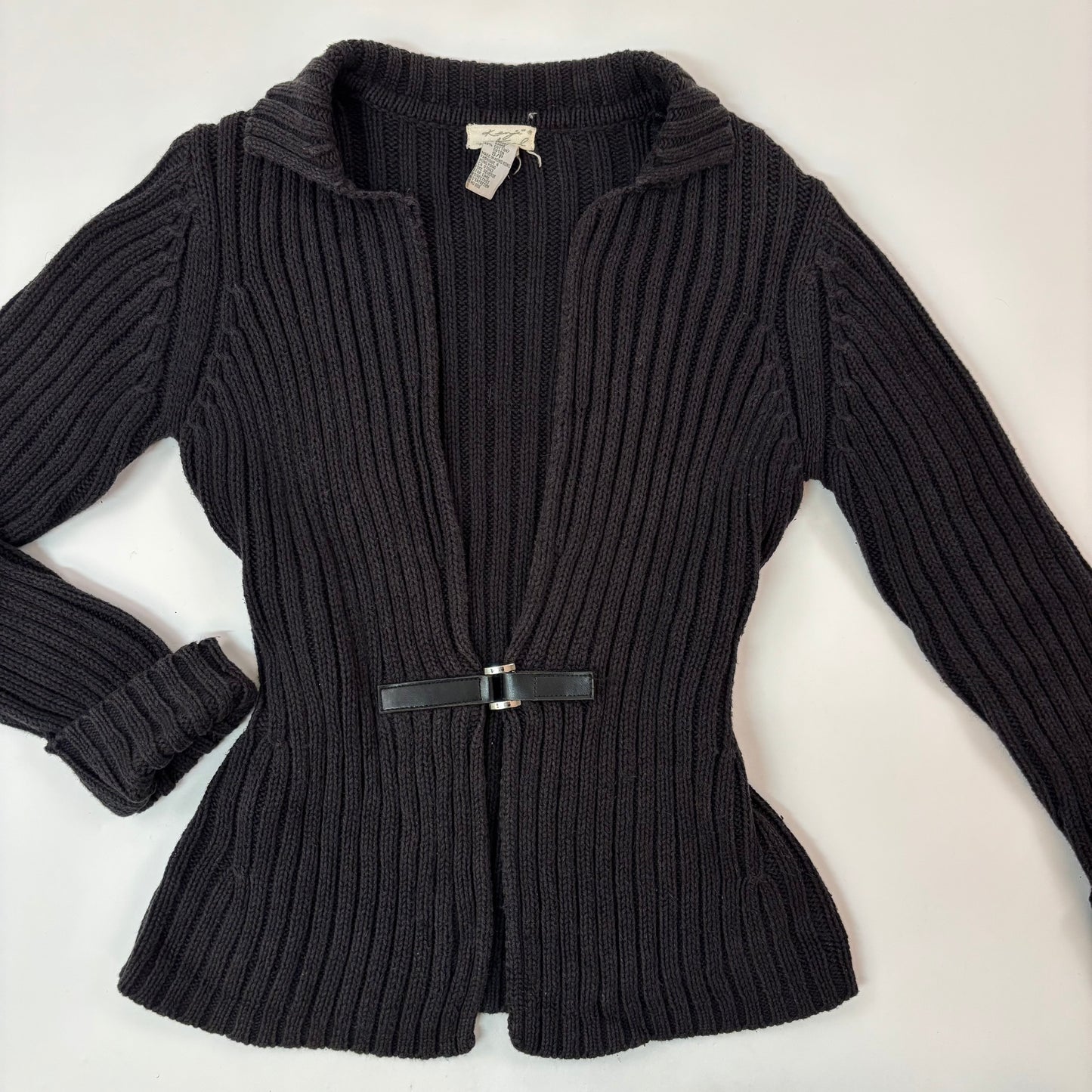 90s Thick Buckle Knit Cardigan - S