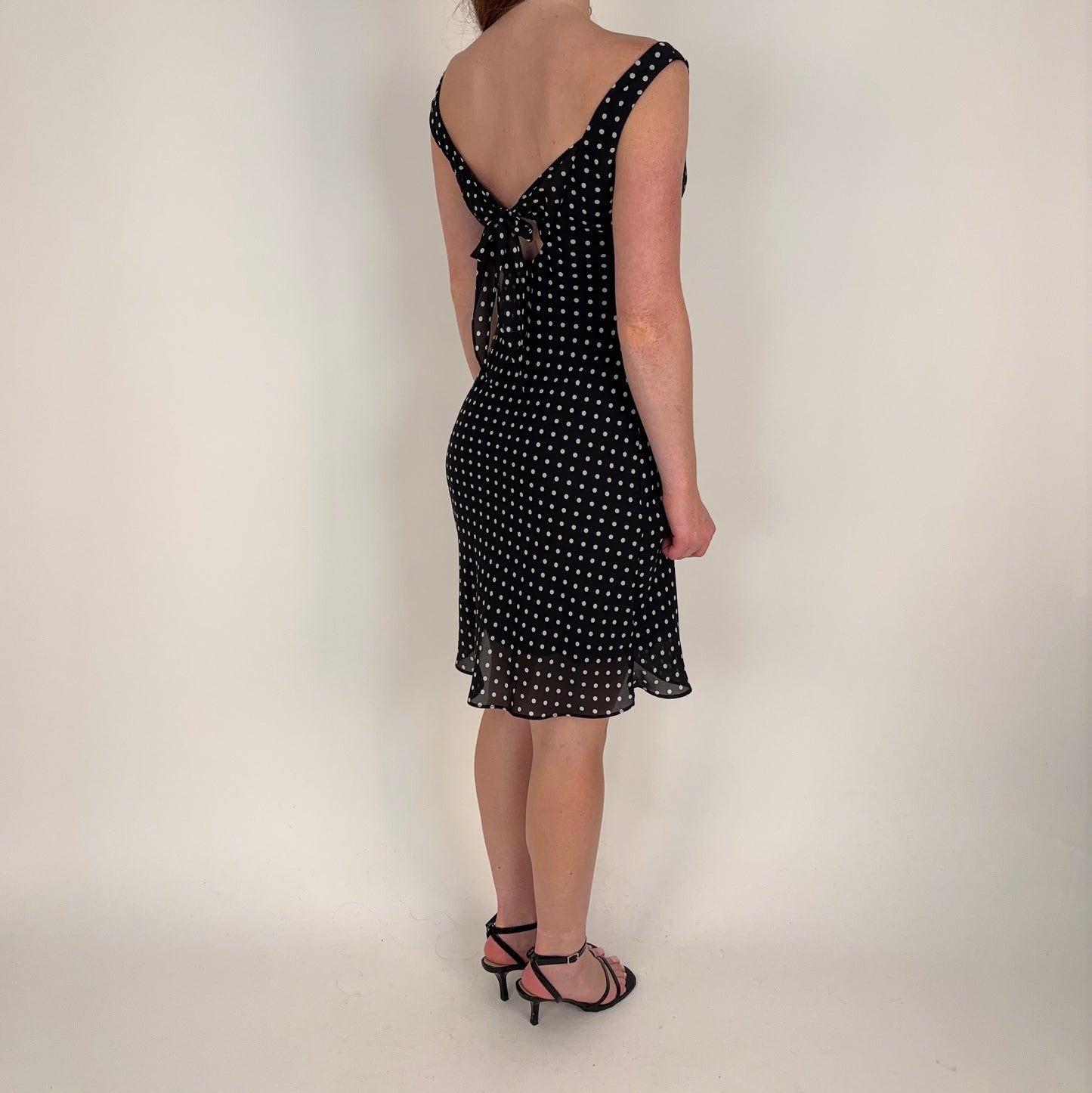 Vintage Polka Dot Cowl Neck Dress - M