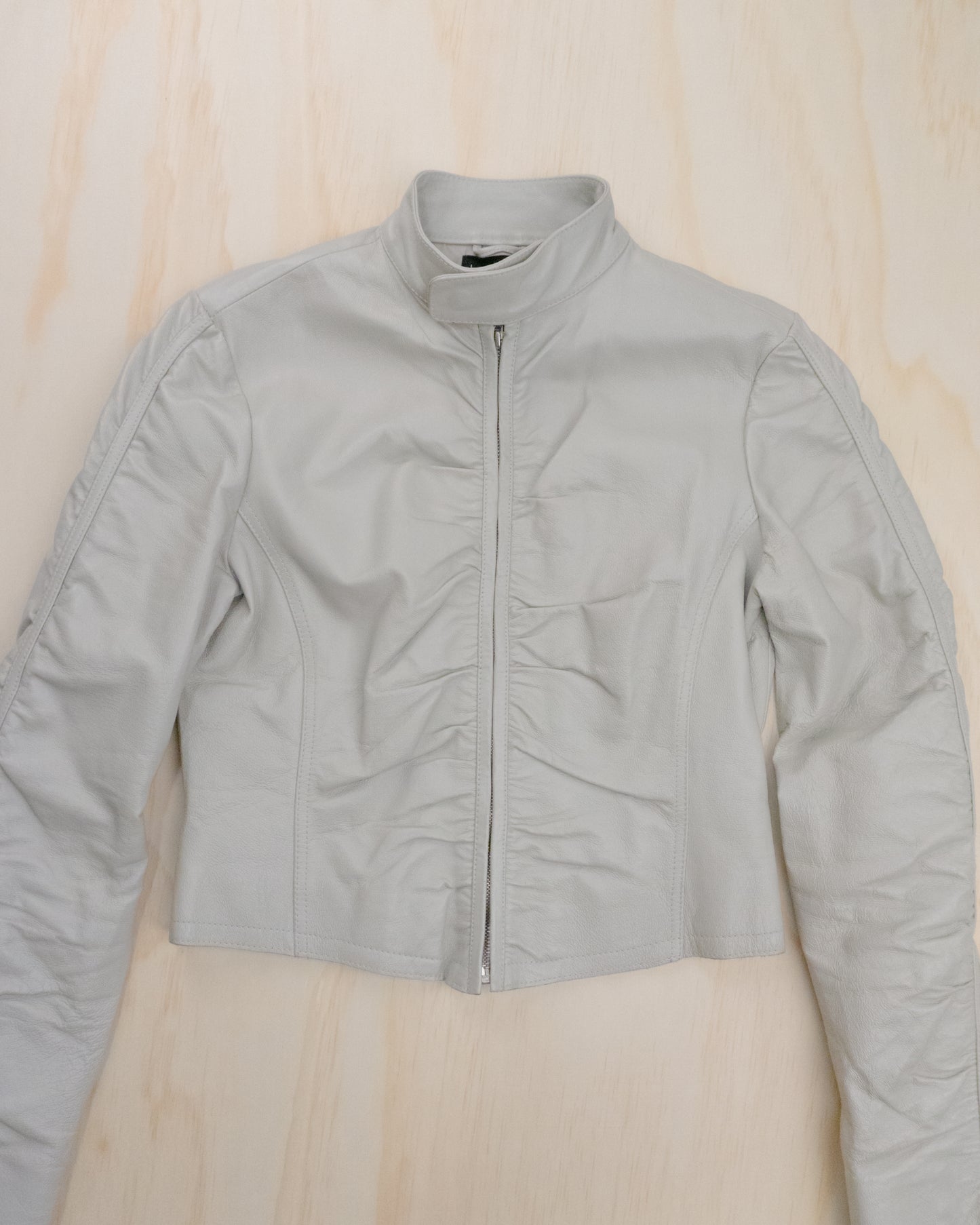 2000s Leather Ruched Jacket - S/M