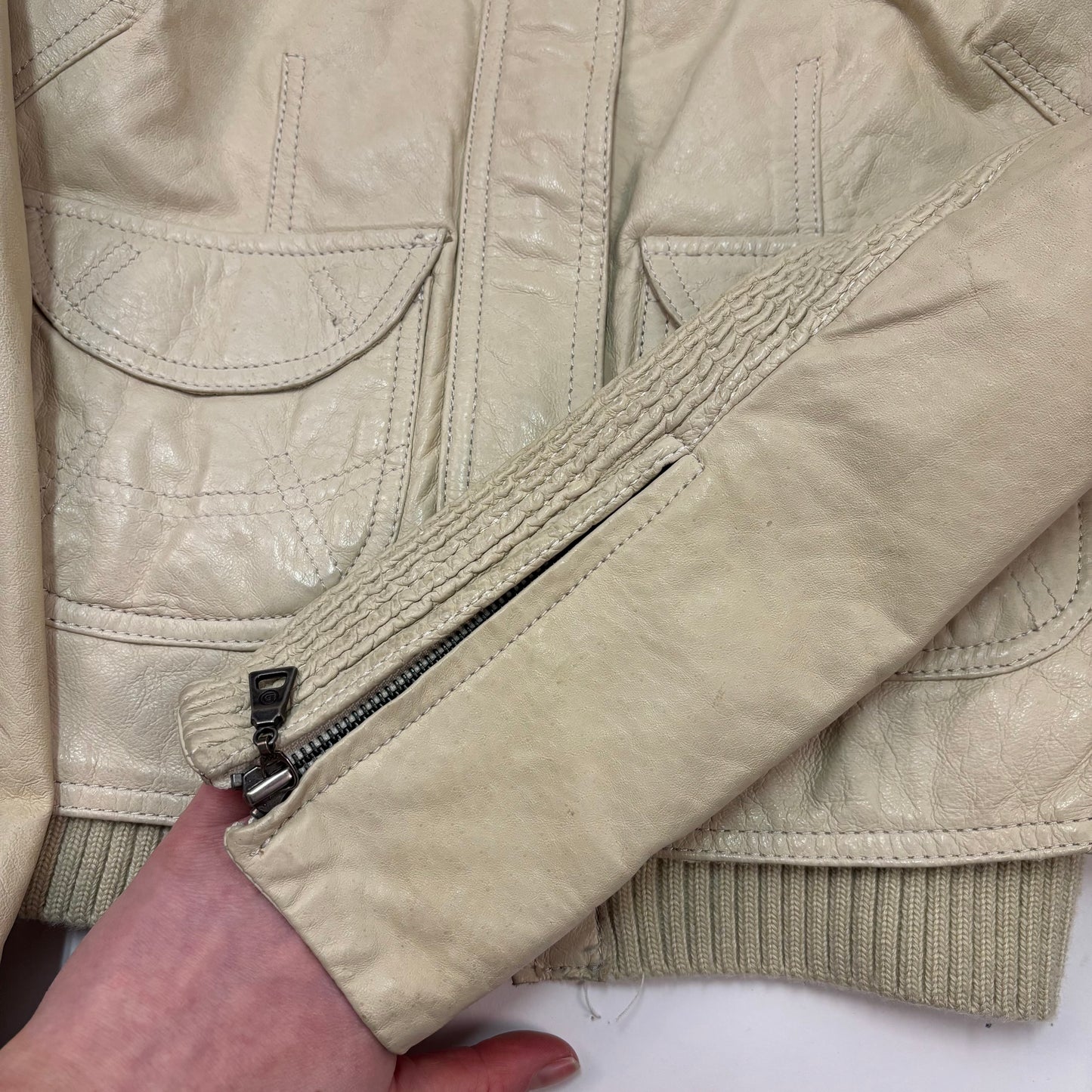 Vintage Danier Cream Leather Jacket -XXS