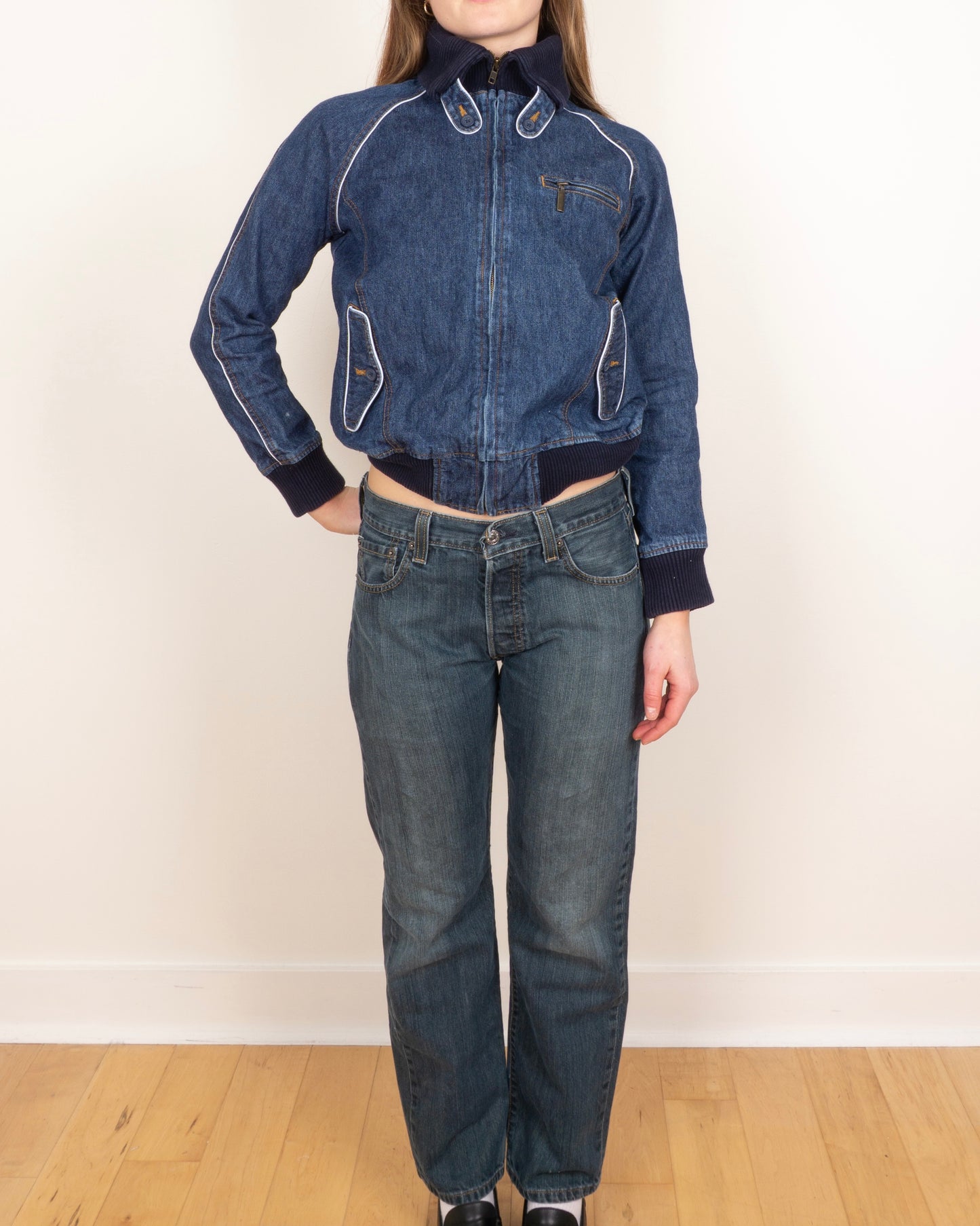 2000s Denim Zip Jacket - S/M