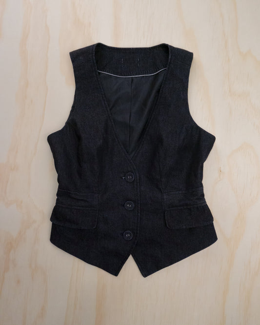 2000s Dark Wash Denim Vest - XS/S
