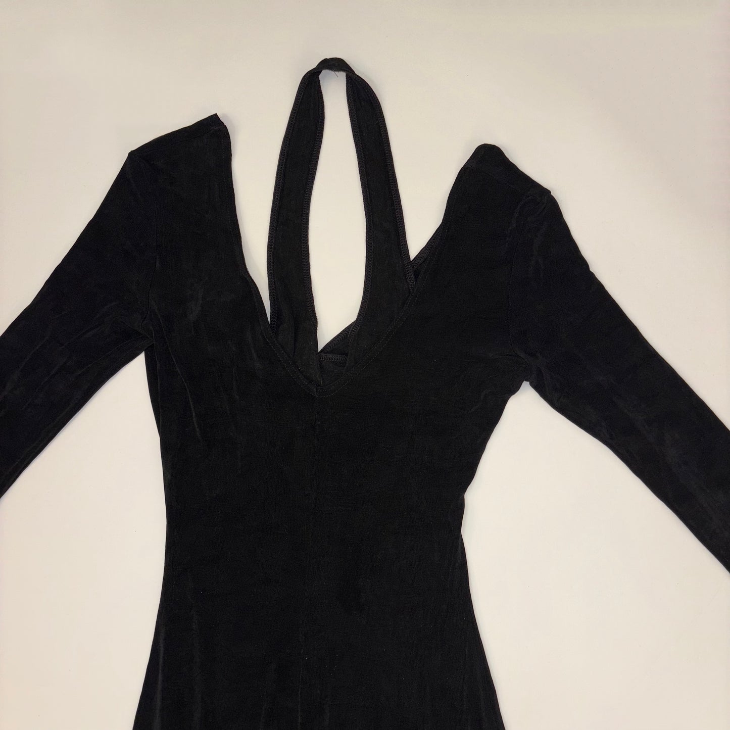 Vintage Maxi Slinky Black Dress - S/M