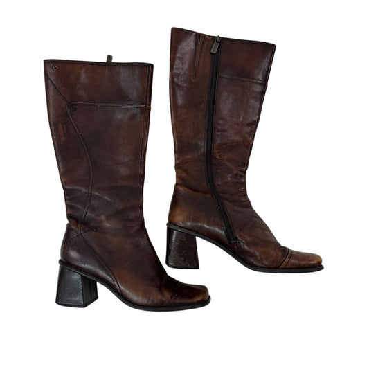 Vintage Washed Brown Leather Boots - 7.5