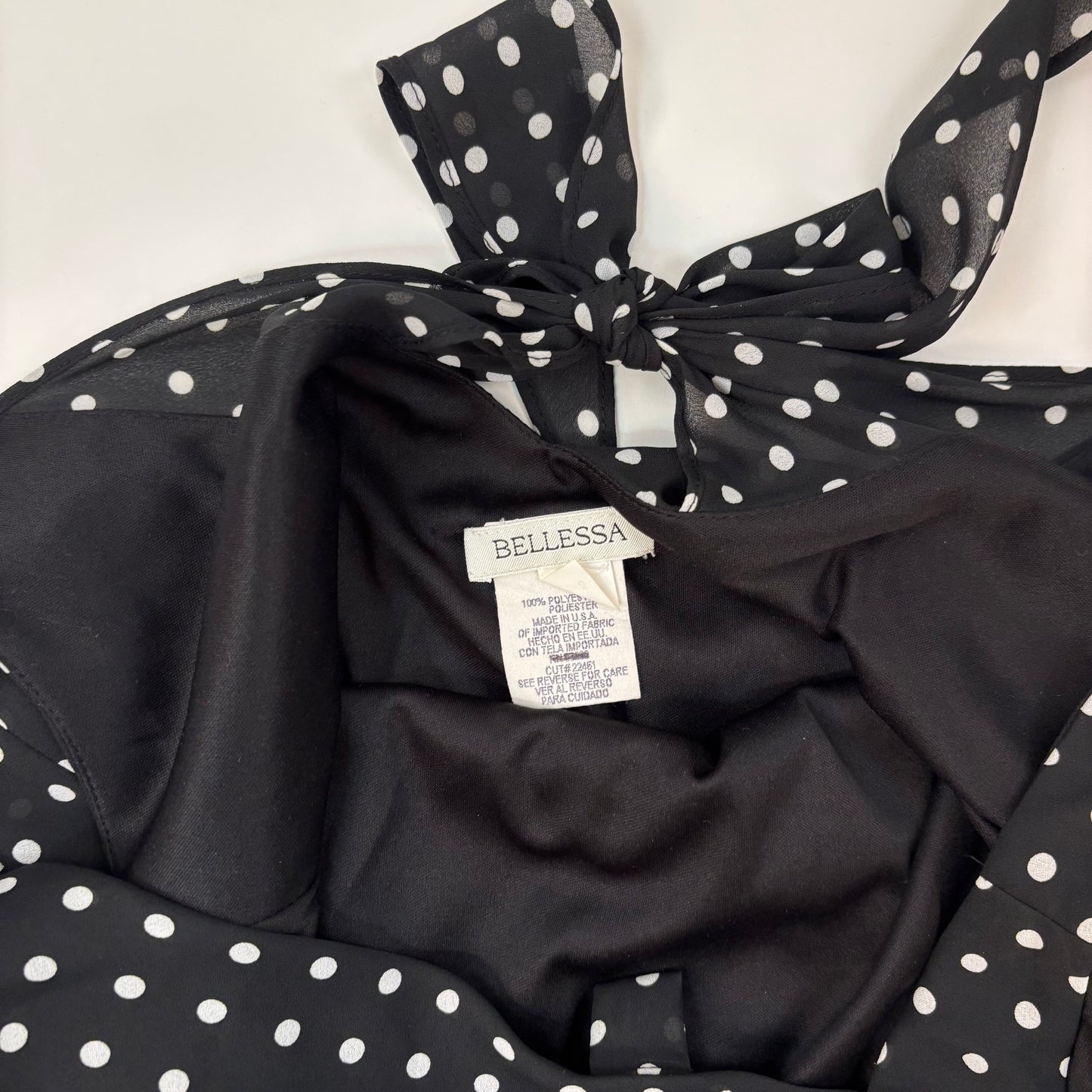 Vintage Polka Dot Cowl Neck Dress - M