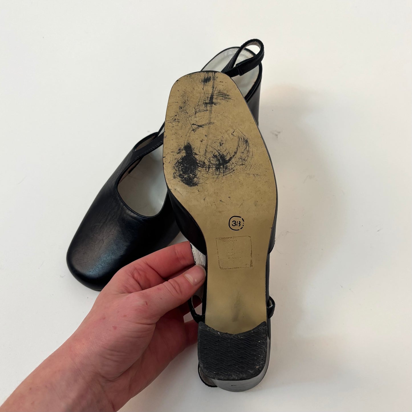 Vintage Navy Blue Leather Heels - 7