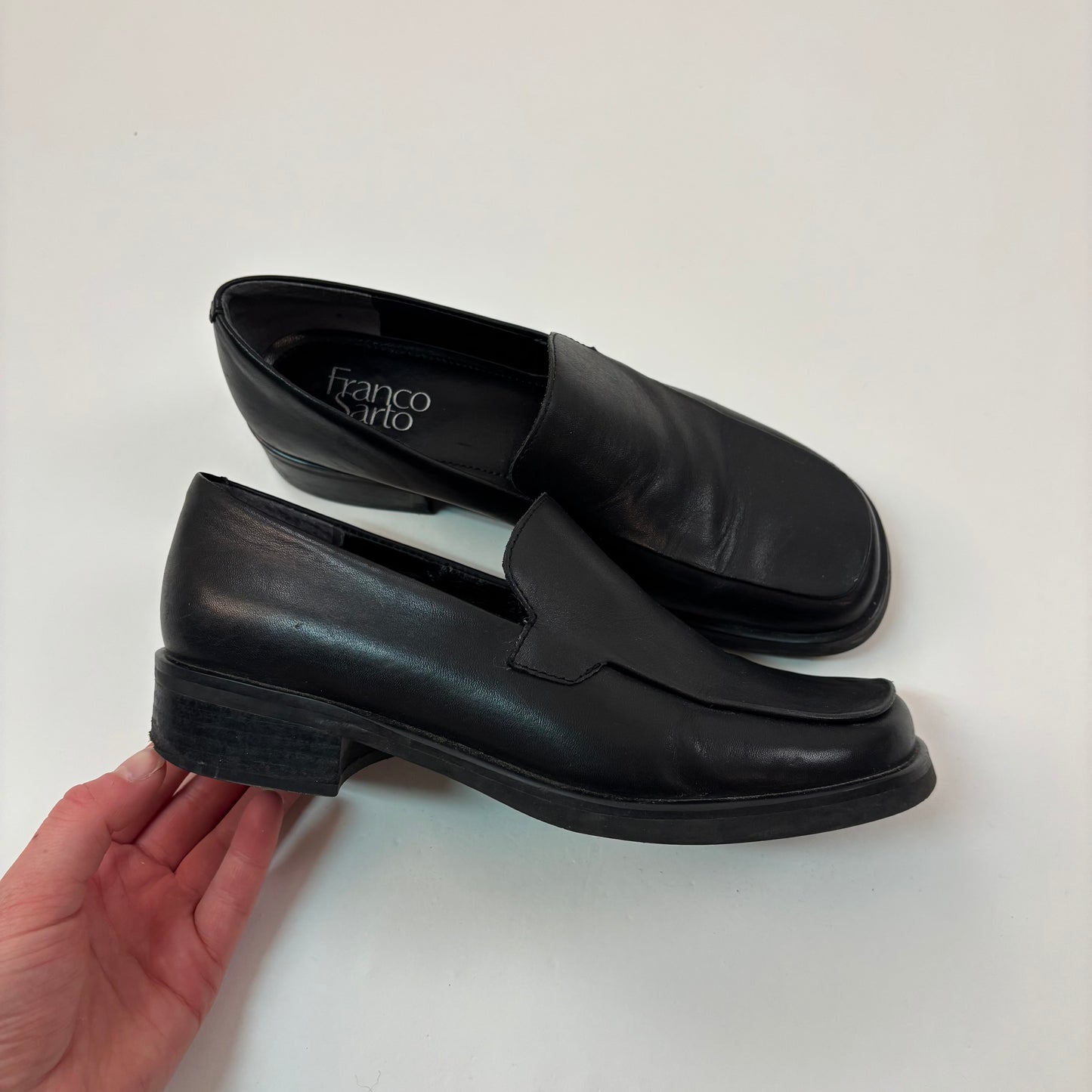 Vintage Leather Square Toe Loafers - 7