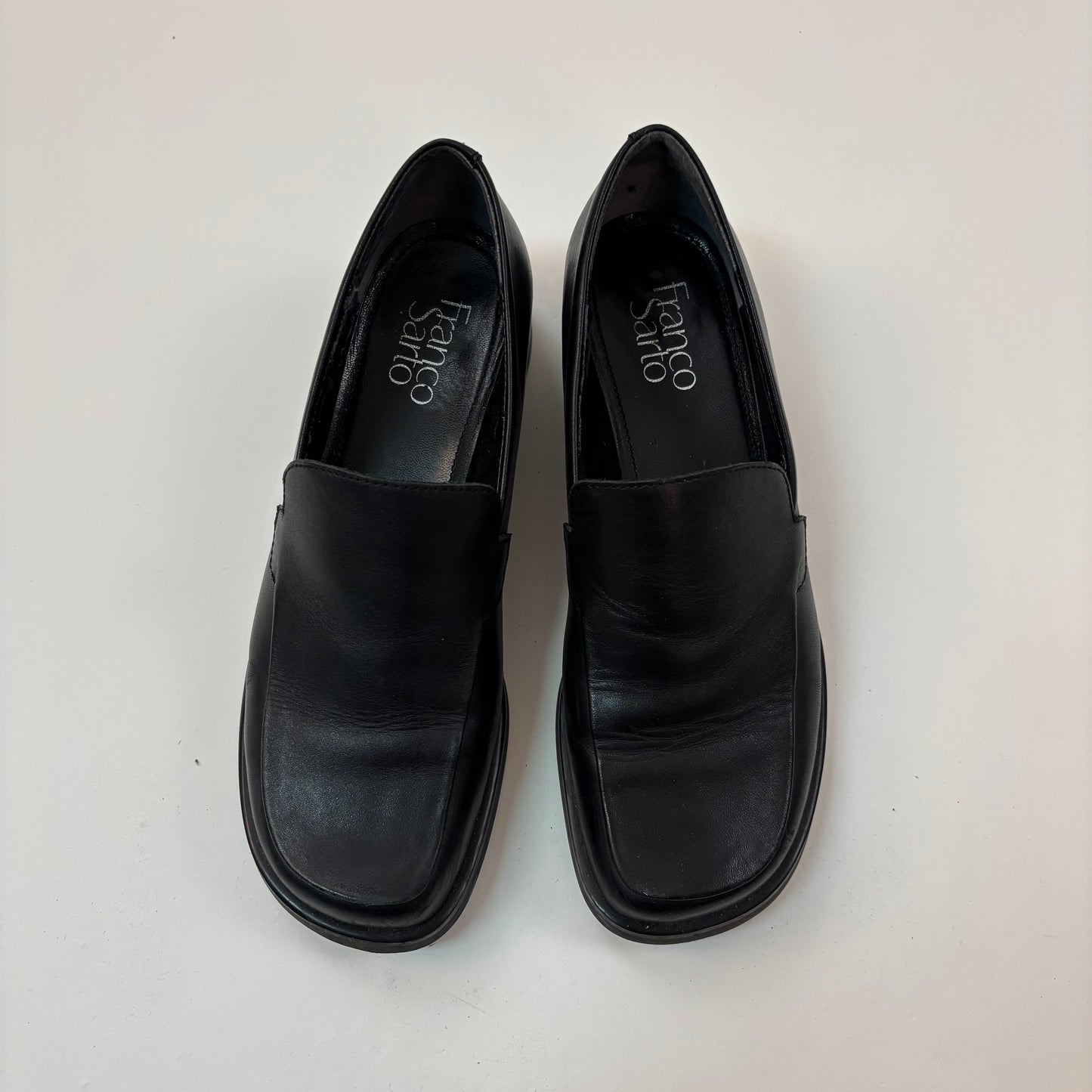 Vintage Leather Square Toe Loafers - 7