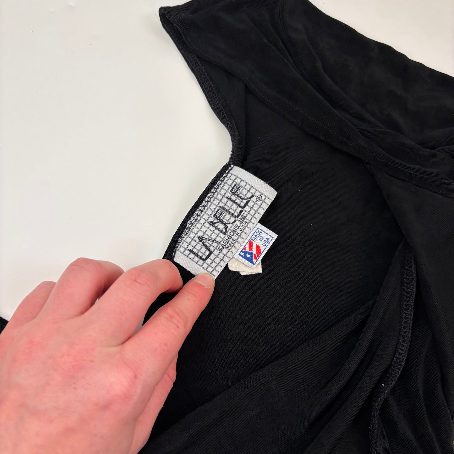 Vintage Maxi Slinky Black Dress - S/M
